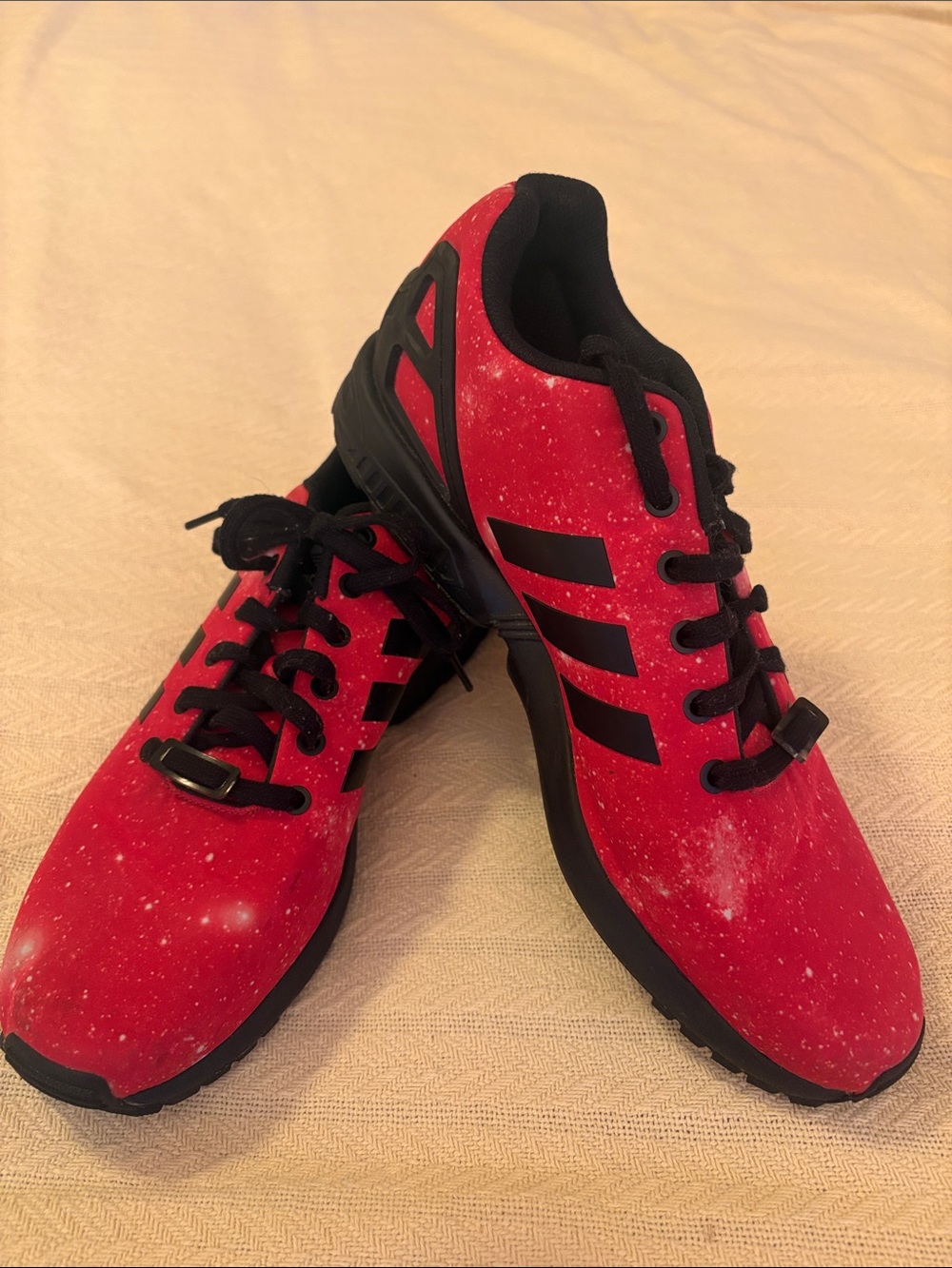 11 Men’s adidas ZX Flux Red Sneakers with Black Tongue Astro design